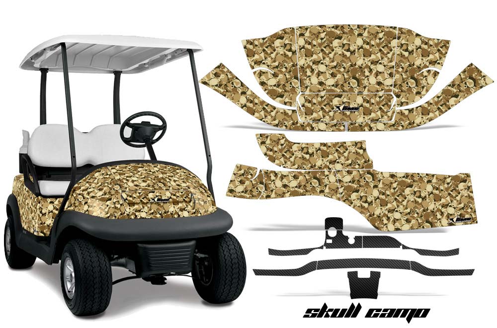 Club Car Precedent I2 Golf Cart Graphic Kit - 2006-2017 Skull Camo Tan