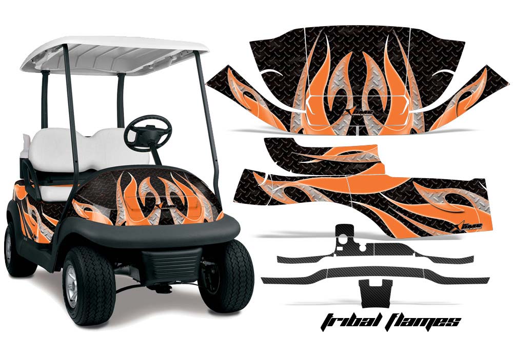 Club Car Precedent I2 Golf Cart Graphic Kit - 2006-2017 Tribal Flames Orange