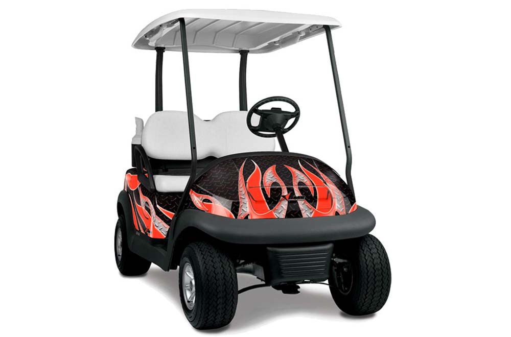 Club Car Precedent I2 Golf Cart Graphic Kit - 2006-2017 Tribal Flames Red