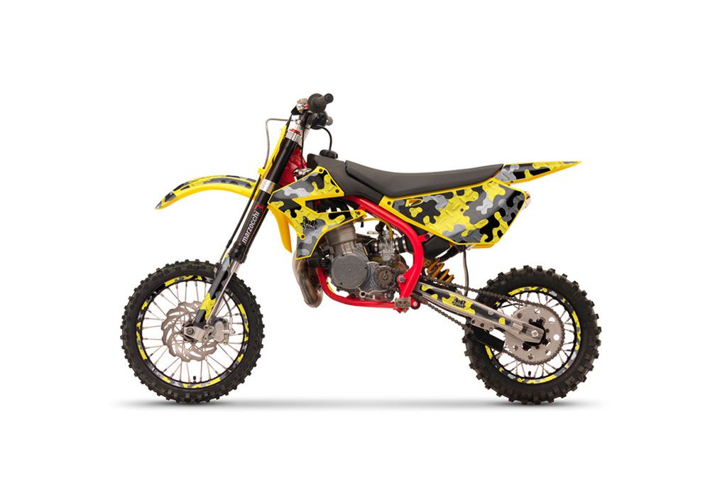 Cobra CX 50 Jr Dirt Bike Graphic Kit - 2003-2011 Checkered Skull Yellow
