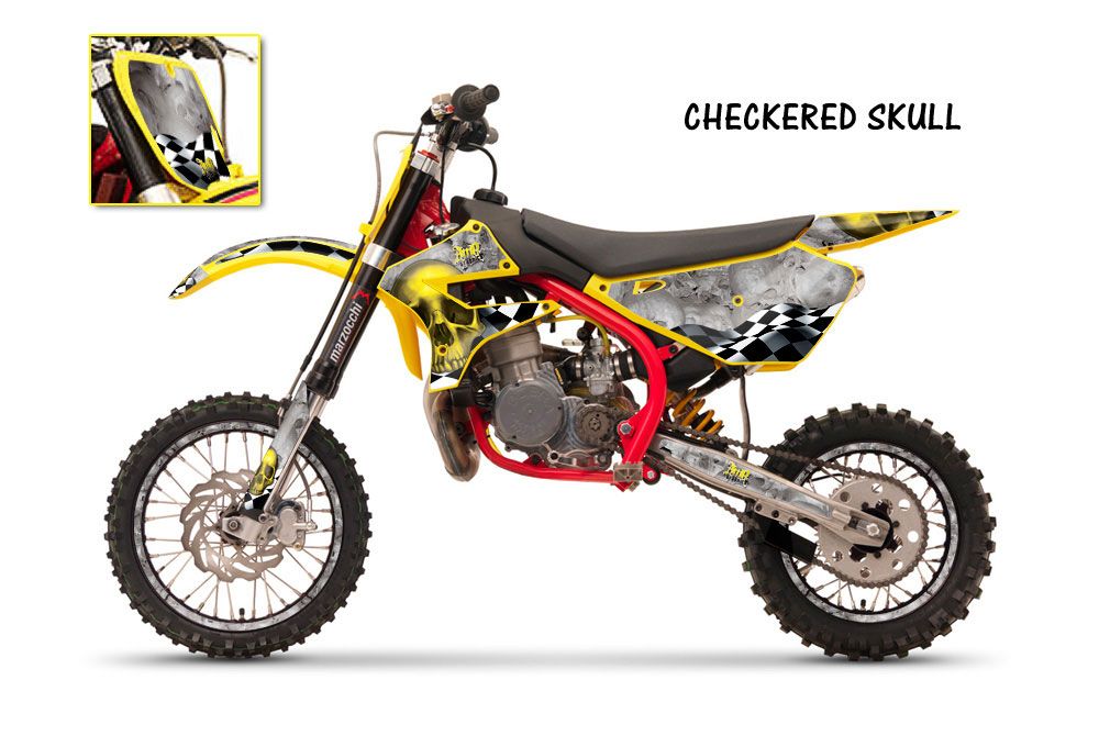 Cobra CX 65 Dirt Bike Graphic Kit - 2007-2011 Diamond Flames Yellow