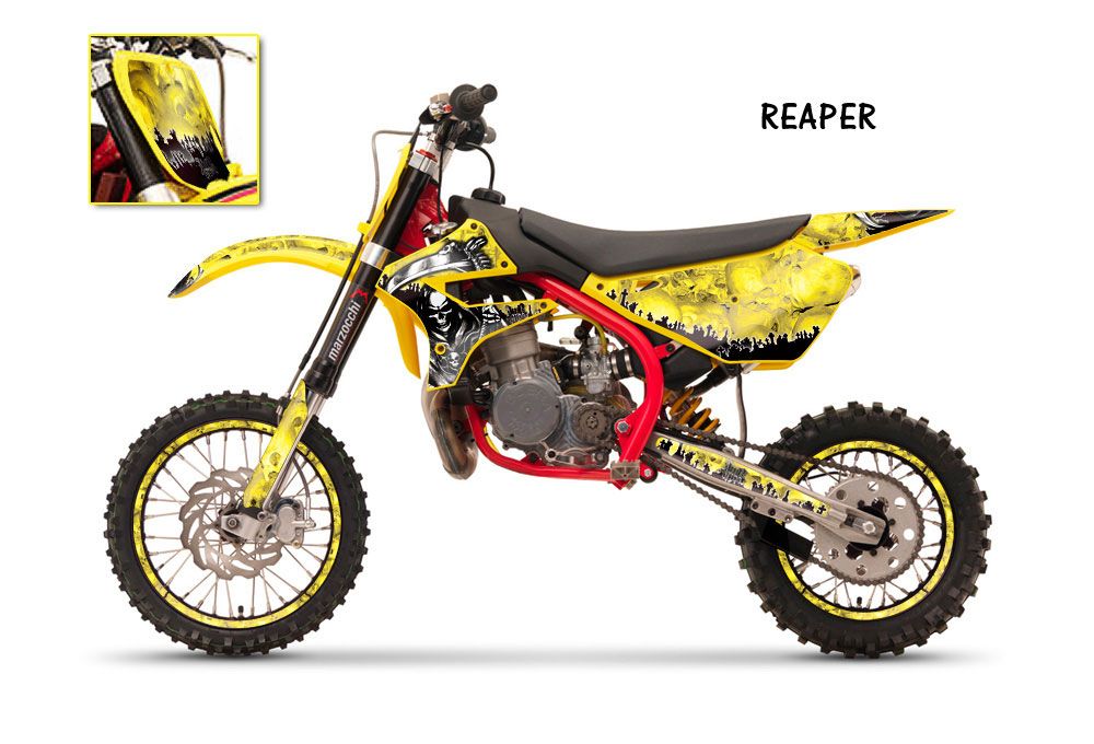 Cobra CX 50 Jr Dirt Bike Graphic Kit - 2003-2011 Silver Star - Reloaded Yellow