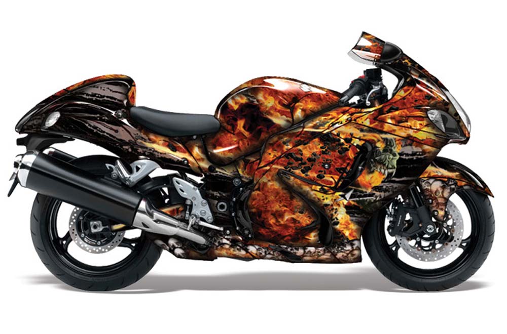 Suzuki GSXR 1300 Hayabusa Graphic Kit - 2008-2013 Firestorm Black