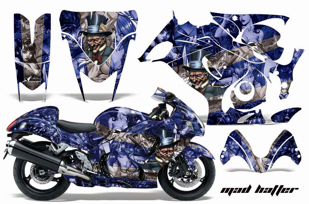 Suzuki GSXR 1300 Hayabusa Graphic Kit - 2008-2013 Mad Hatter Blue