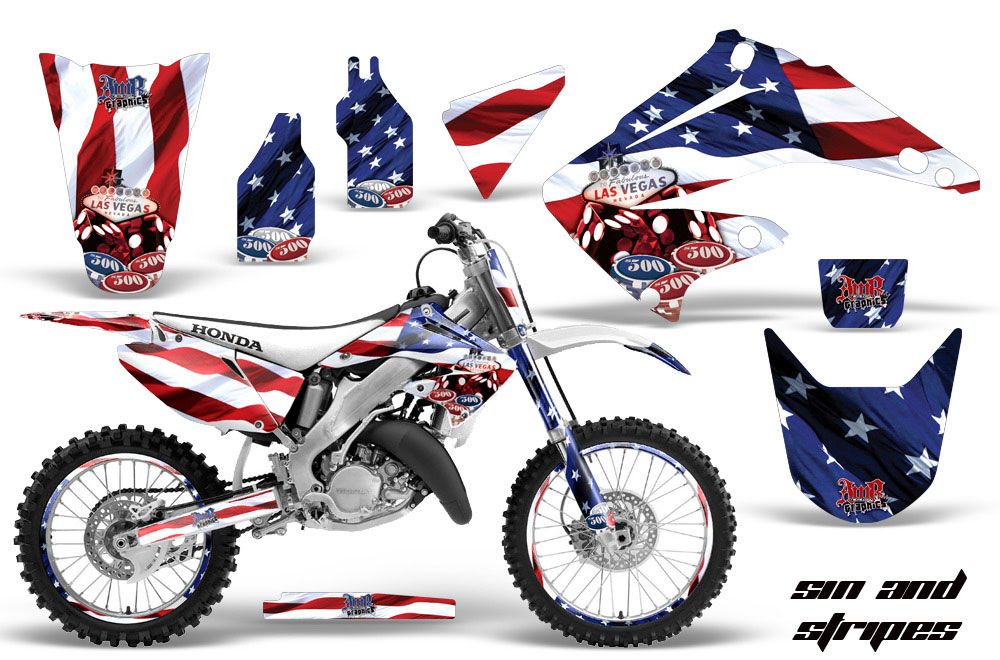 Honda CR250 Dirt Bike Graphic Kit - 1995-2015 Sin and Stripes
