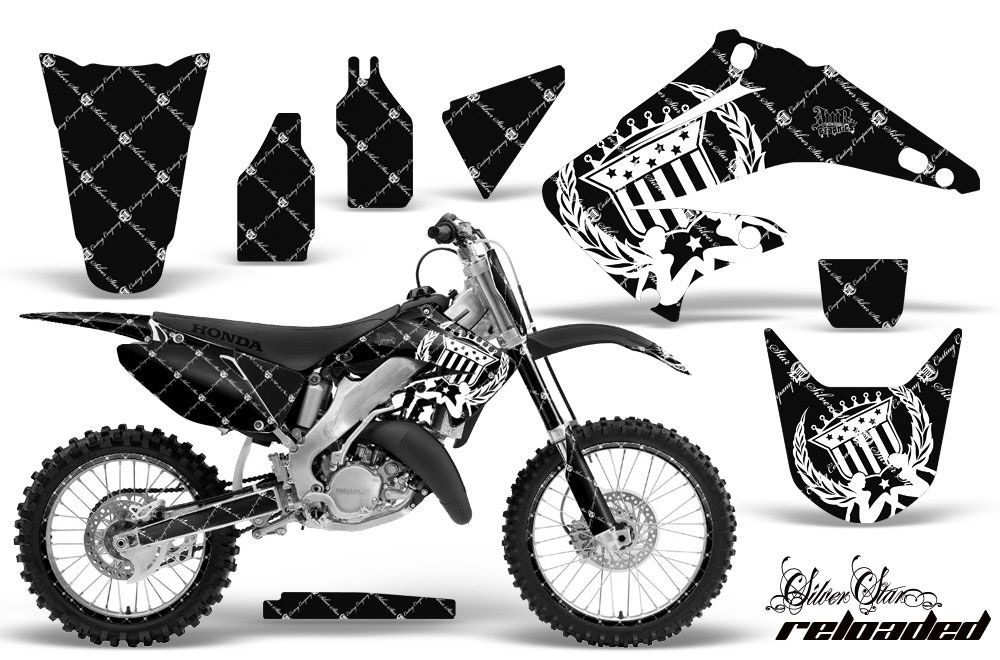 Honda CR250 Dirt Bike Graphic Kit - 1995-2015 Silver Star - Reloaded White