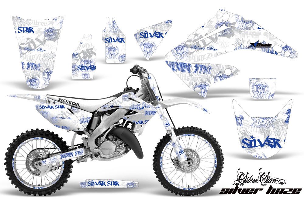 Honda CR125 Dirt Bike Graphic Kit - 1995-2015 Silver Star - Silverhaze White