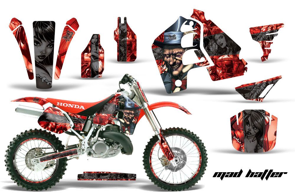 Honda CR500 Dirt Bike Graphic Kit - 1989-2001 Mad Hatter Red