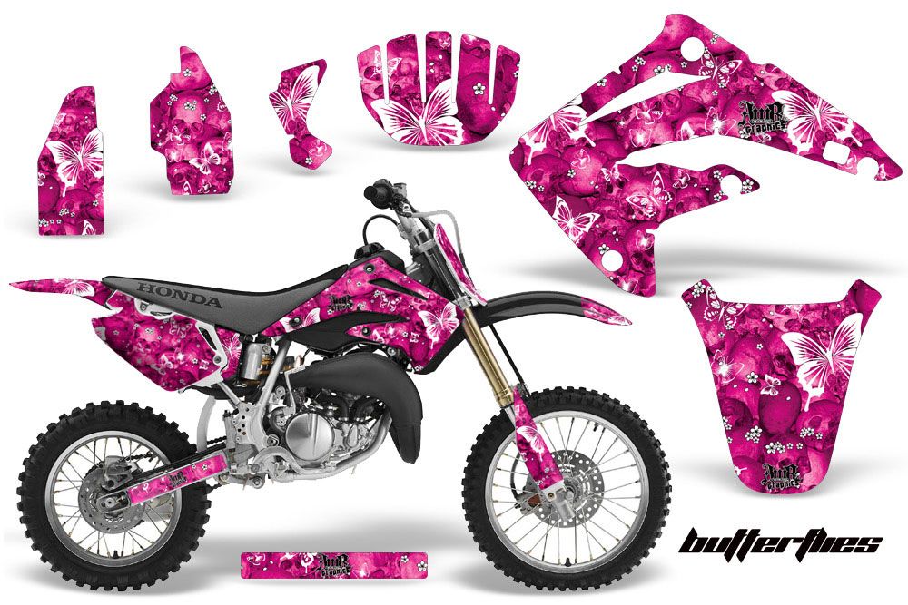 Honda CR85 Dirt Bike Graphic Kit - 2003-2007 Butterfly Pink