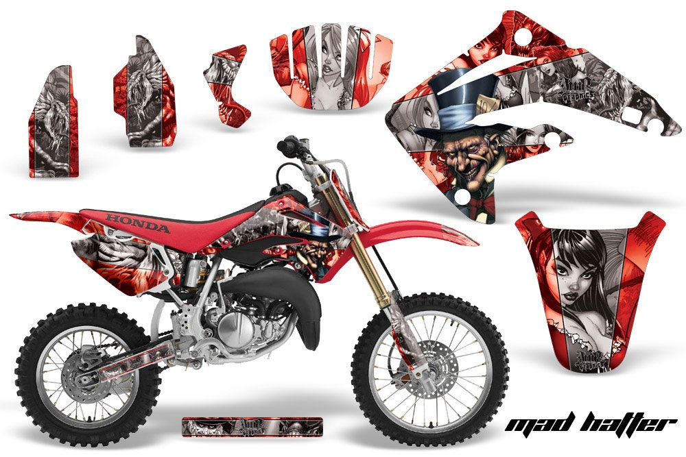 Honda CR80 Dirt Bike Graphic Kit - 1996-2002 Mad Hatter Red