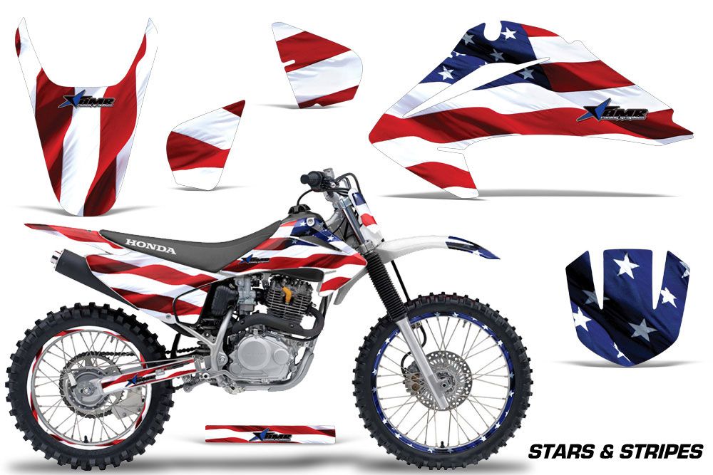 Honda CRF150 F Dirt Bike Graphic Kit - 2003-2007 Stars and Stripes Red White & Blue