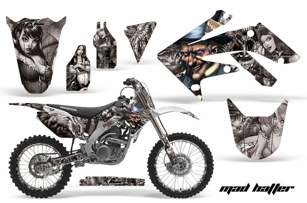 Honda CRF250 R Dirt Bike Graphic Kit - 2004-2013 Mad Hatter Silver