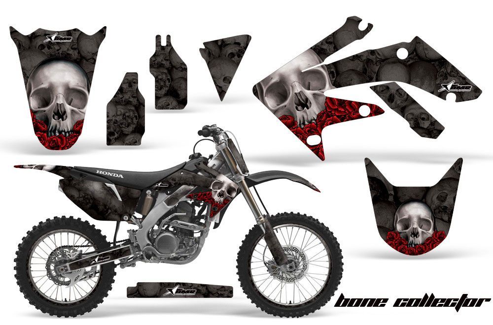 Honda CRF250 R Dirt Bike Graphic Kit - 2004-2013 Bone Collector Black