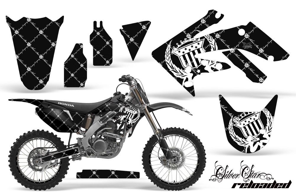 Honda CRF250 R Dirt Bike Graphic Kit - 2004-2013 Silver Star - Reloaded White