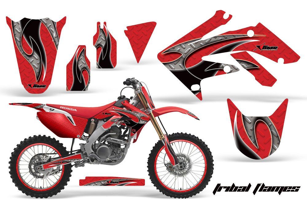 Honda CRF250 R Dirt Bike Graphic Kit - 2004-2013 Tribal Flames Red