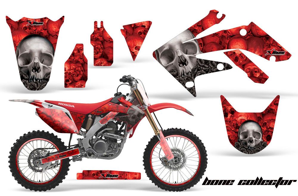 Honda CRF250 R Dirt Bike Graphic Kit - 2004-2013 Bone Collector Red