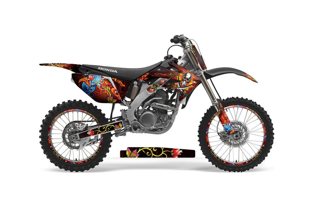 Honda CRF250 R Dirt Bike Graphic Kit - 2004-2013 Ed Hardy - Pirates Red