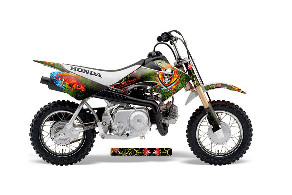 Honda CRF50 Dirt Bike Graphic Kit - 2004-2013 Ed Hardy - Pirates Green