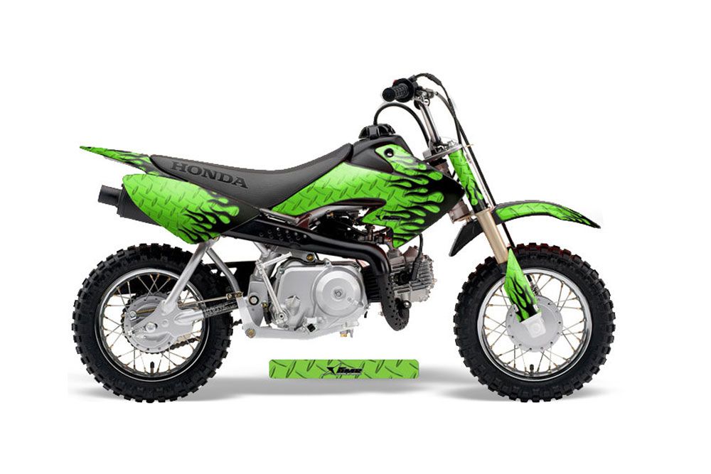 Honda CRF50 Dirt Bike Graphic Kit - 2004-2013 Diamond Flames Green