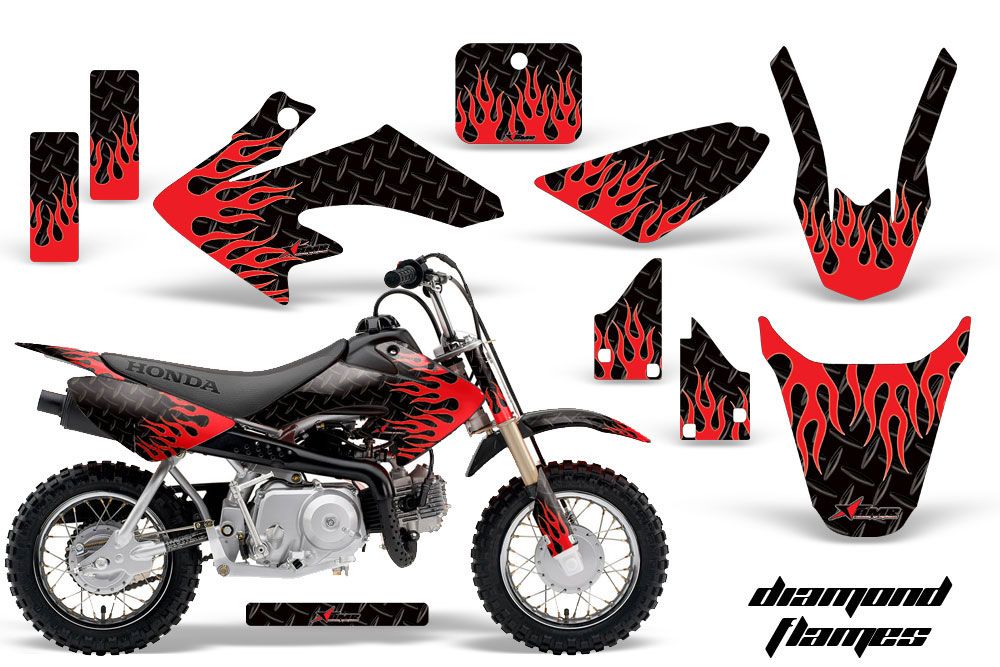 Honda CRF50 Dirt Bike Graphic Kit - 2004-2013 Diamond Flames Black