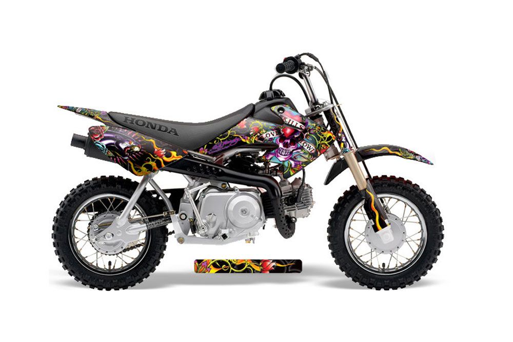 Honda CRF50 Dirt Bike Graphic Kit - 2004-2013 Ed Hardy - Love Kills Black