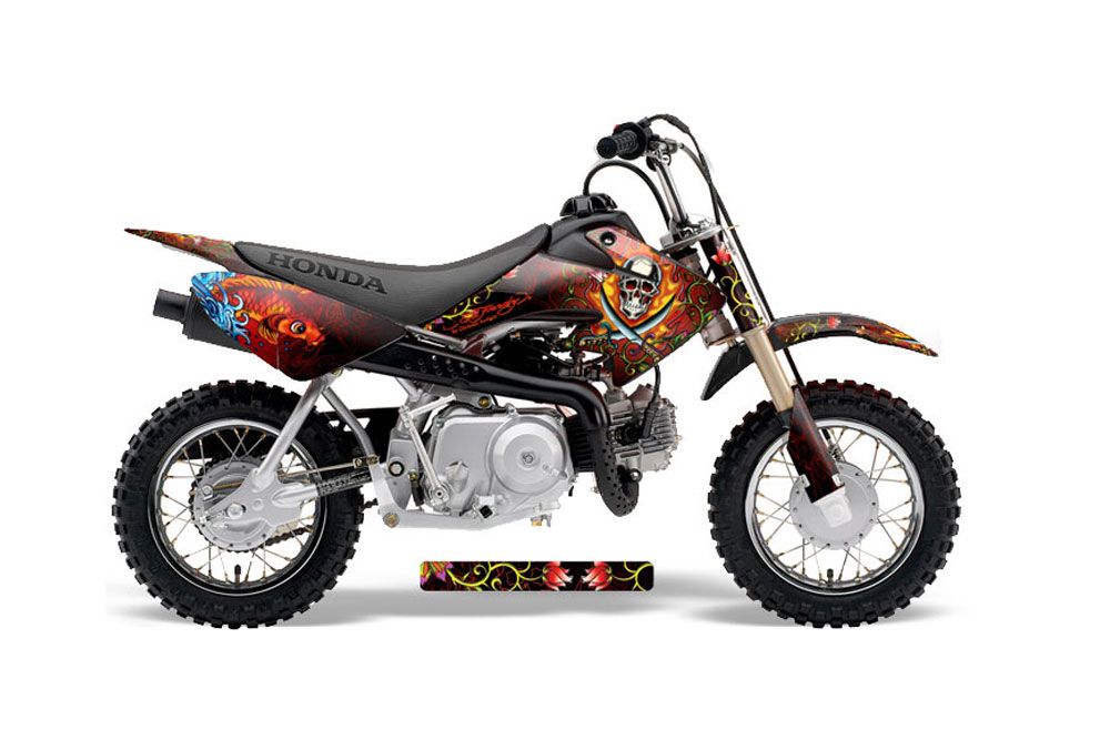 Honda CRF50 Dirt Bike Graphic Kit - 2004-2013 Ed Hardy - Pirates Red
