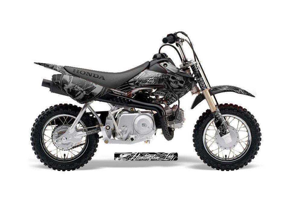 Honda CRF50 Dirt Bike Graphic Kit - 2004-2013 Skulls and Hammers SIlver