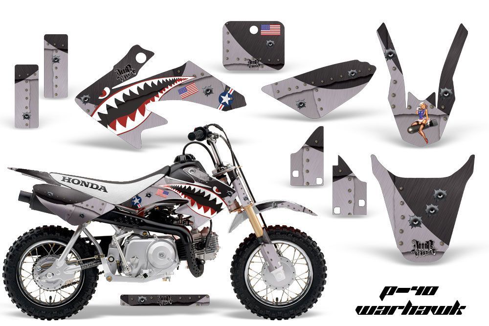 Honda CRF50 Dirt Bike Graphic Kit - 2004-2013 P40 Warhawk Black