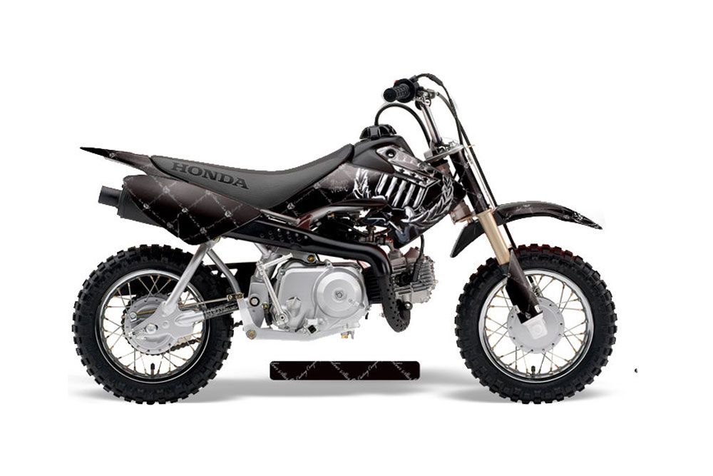 Honda CRF50 Dirt Bike Graphic Kit - 2004-2013 Silver Star - Reloaded Black
