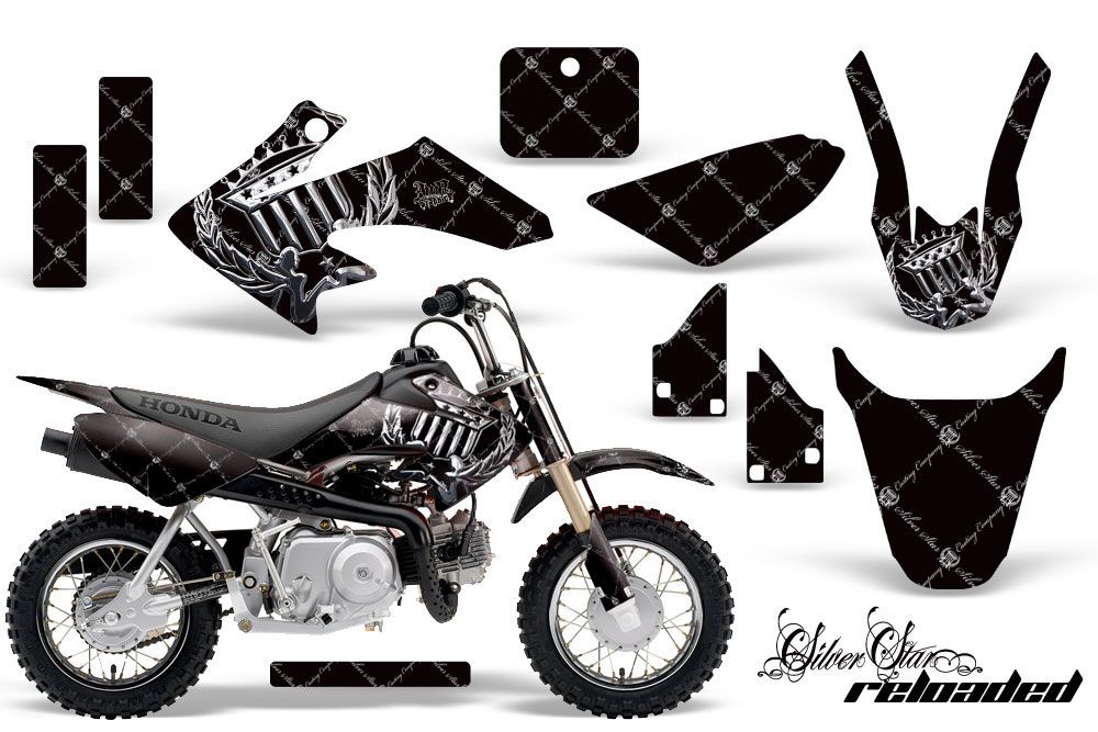 Honda CRF50 Dirt Bike Graphic Kit - 2004-2013 Silver Star - Reloaded Black