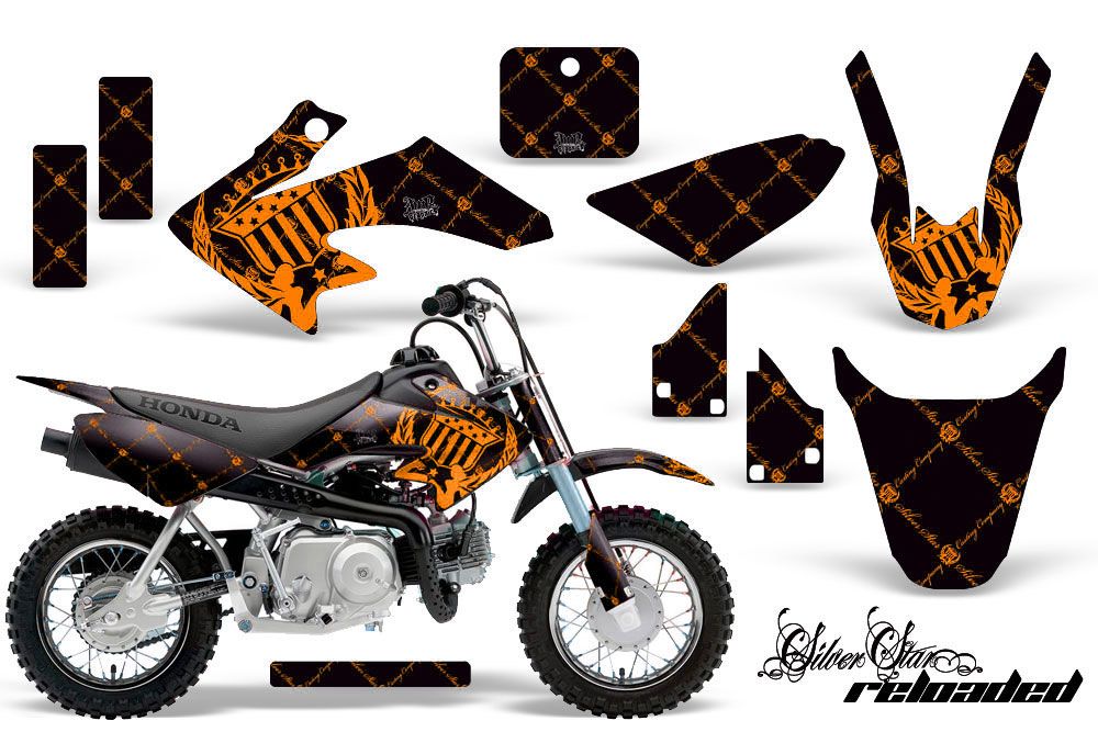 Honda CRF50 Dirt Bike Graphic Kit - 2004-2013 Silver Star - Reloaded Orange