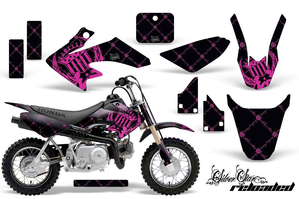 Honda CRF50 Dirt Bike Graphic Kit - 2004-2013 Silver Star - Reloaded Pink