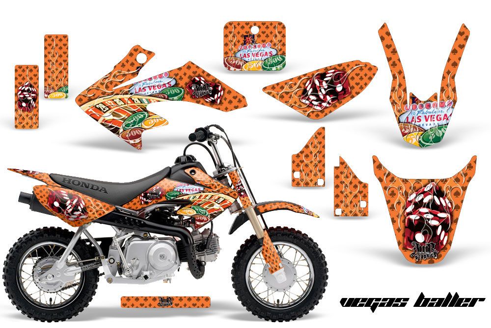 Honda CRF50 Dirt Bike Graphic Kit - 2004-2013 Vegas Baller Orange