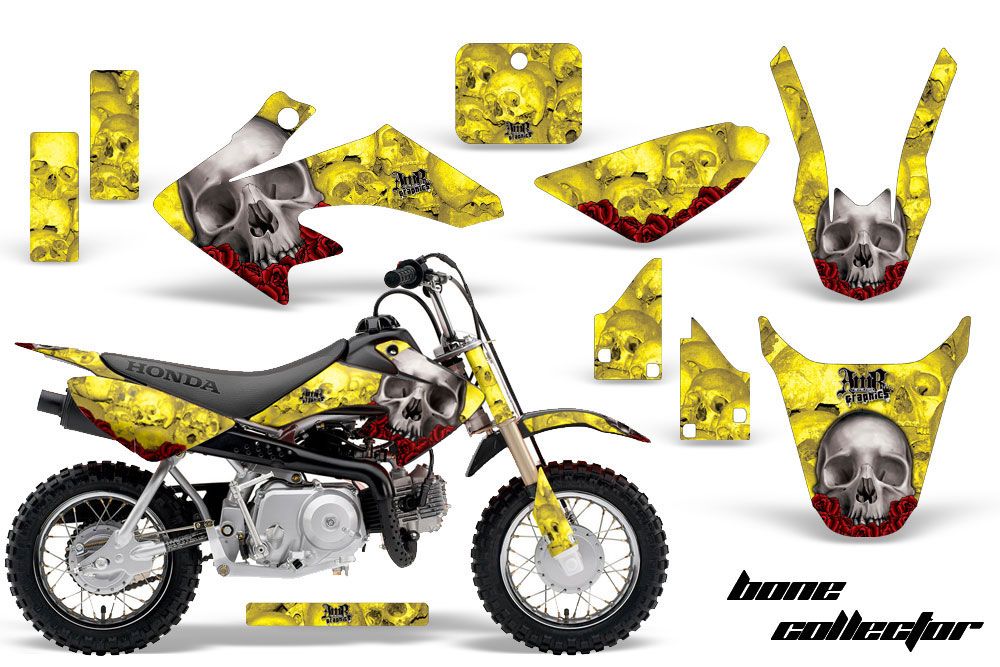 Honda CRF50 Dirt Bike Graphic Kit - 2004-2013 Bone Collector Yellow