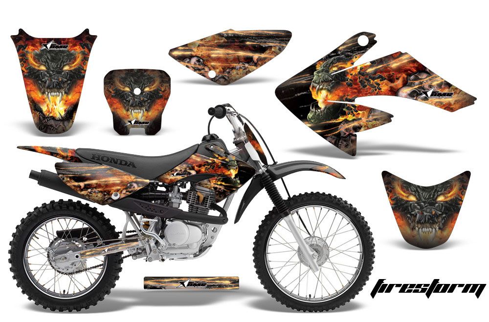 Honda CRF100 Dirt Bike Graphic Kit - 2004-2010 Firestorm Black