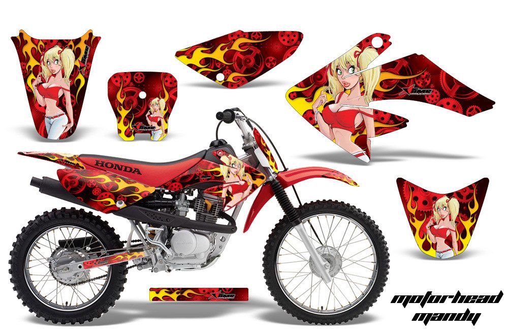 Honda CRF80 Dirt Bike Graphic Kit - 2004-2010 Motorhead Mandy Red