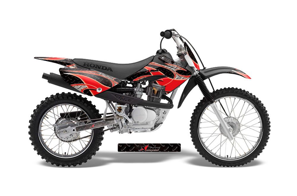 Honda CRF100 Dirt Bike Graphic Kit - 2004-2010 Tribal Flames Red