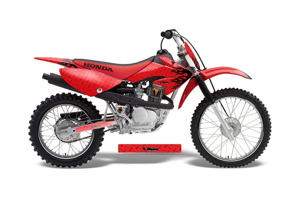 Honda CRF100 Dirt Bike Graphic Kit - 2004-2010 Diamond Flames Red
