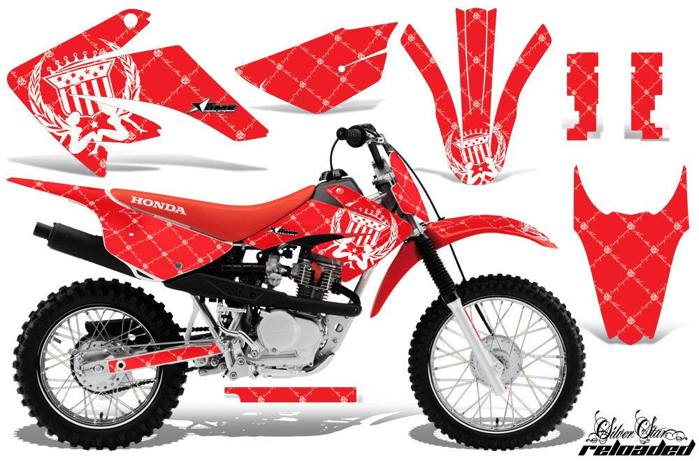 Honda CRF100 Dirt Bike Graphic Kit - 2011-2016 Silver Star - Reloaded Red