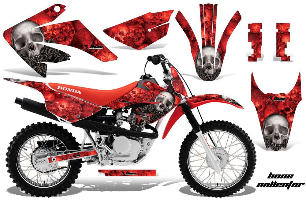 Honda CRF80 Dirt Bike Graphic Kit - 2011-2016 Bone Collector Red