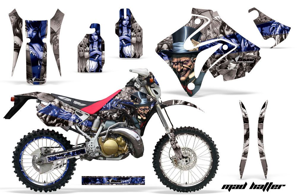 Honda CRM 250 AR Dirt Bike Graphic Kit - 1989-1999 Mad Hatter Silver