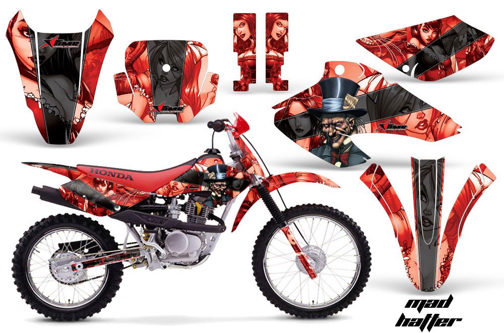 Honda XR80 Dirt Bike Graphic Kit - 2001-2003 Mad Hatter Red