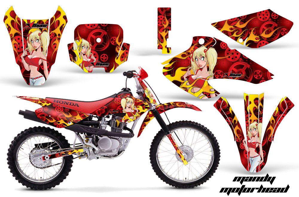 Honda XR100 Dirt Bike Graphic Kit - 2001-2003 Motorhead Mandy Red