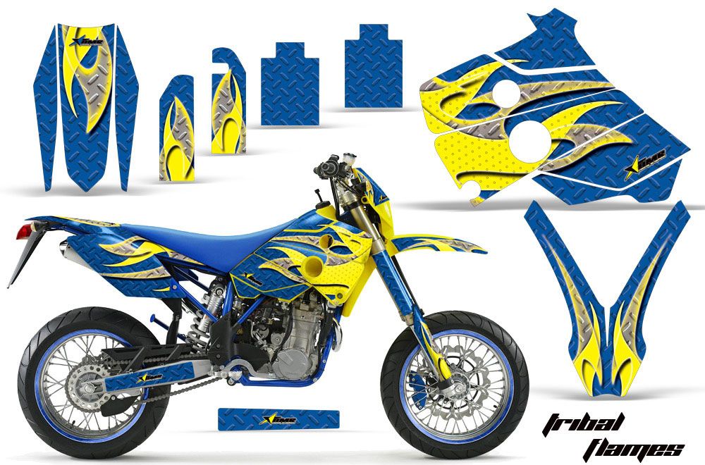 Husaberg FC / FE / FS 650 Dirt Bike Graphic Kit - 2001-2005 Tribal Flames Yellow