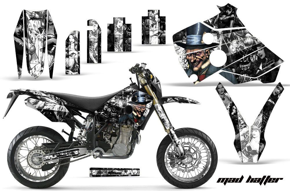 Husaberg FC / FE / FS 400 Dirt Bike Graphic Kit - 2001-2005 Mad Hatter Black