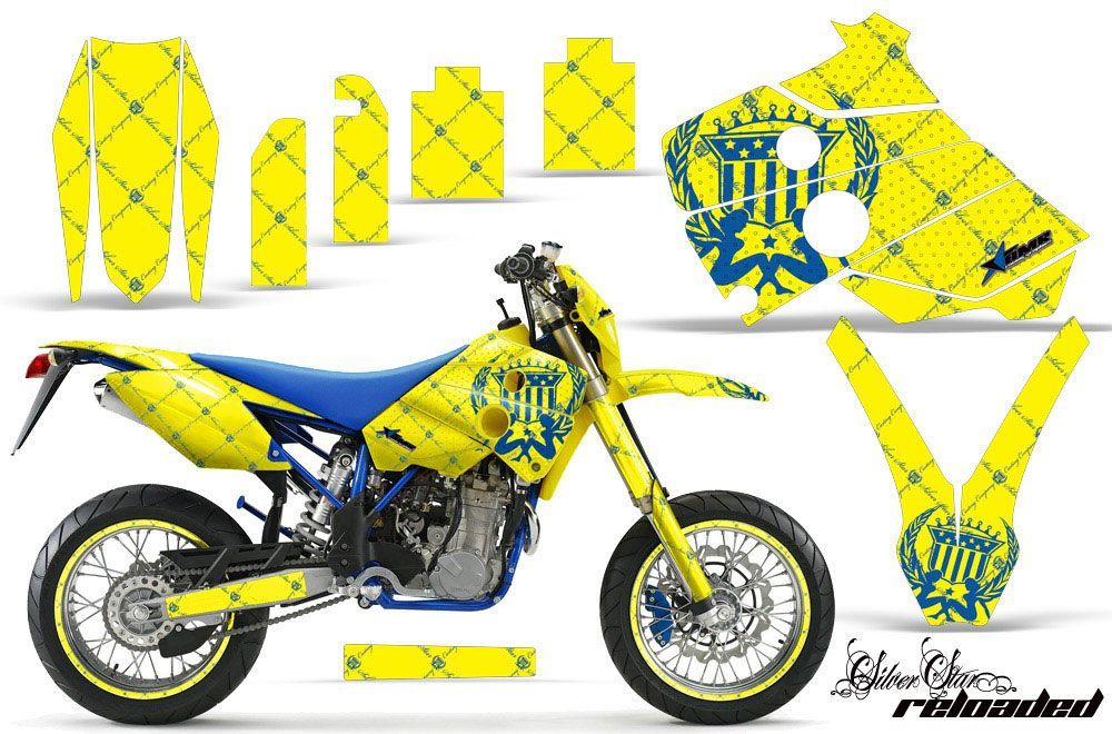 Husaberg FC / FE / FS 650 Dirt Bike Graphic Kit - 2001-2005 Silver Star - Reloaded Yellow