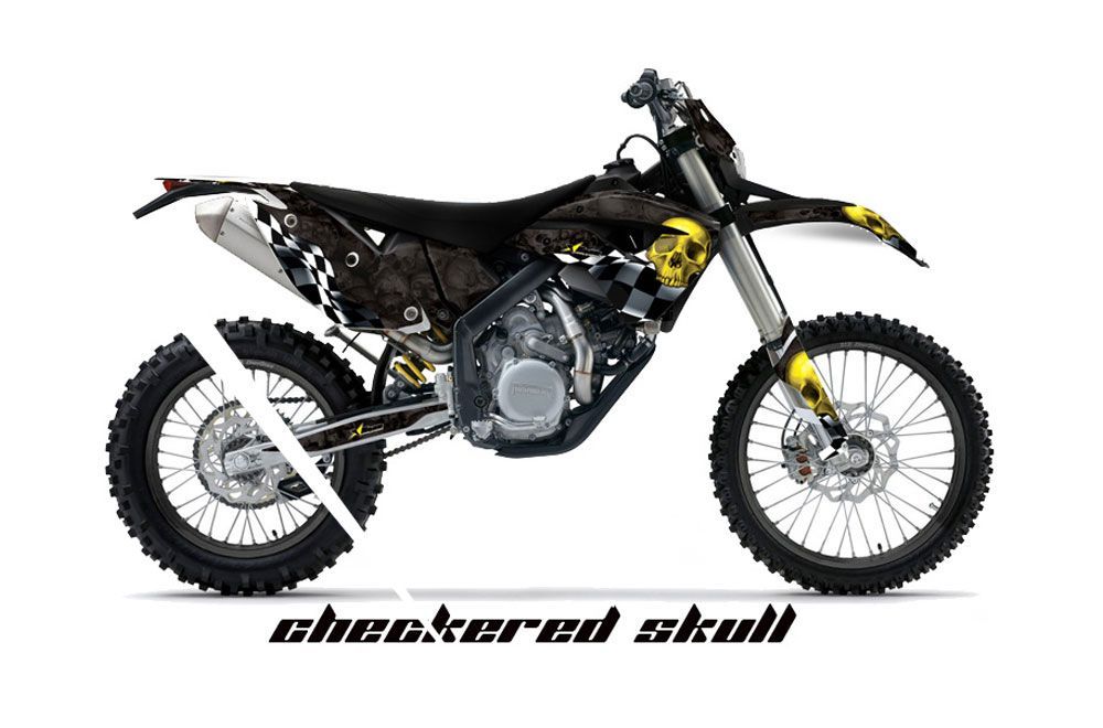 Husaberg FS / FE 450 Dirt Bike Graphic Kit - 2009-2012 Checkered Skull Yellow