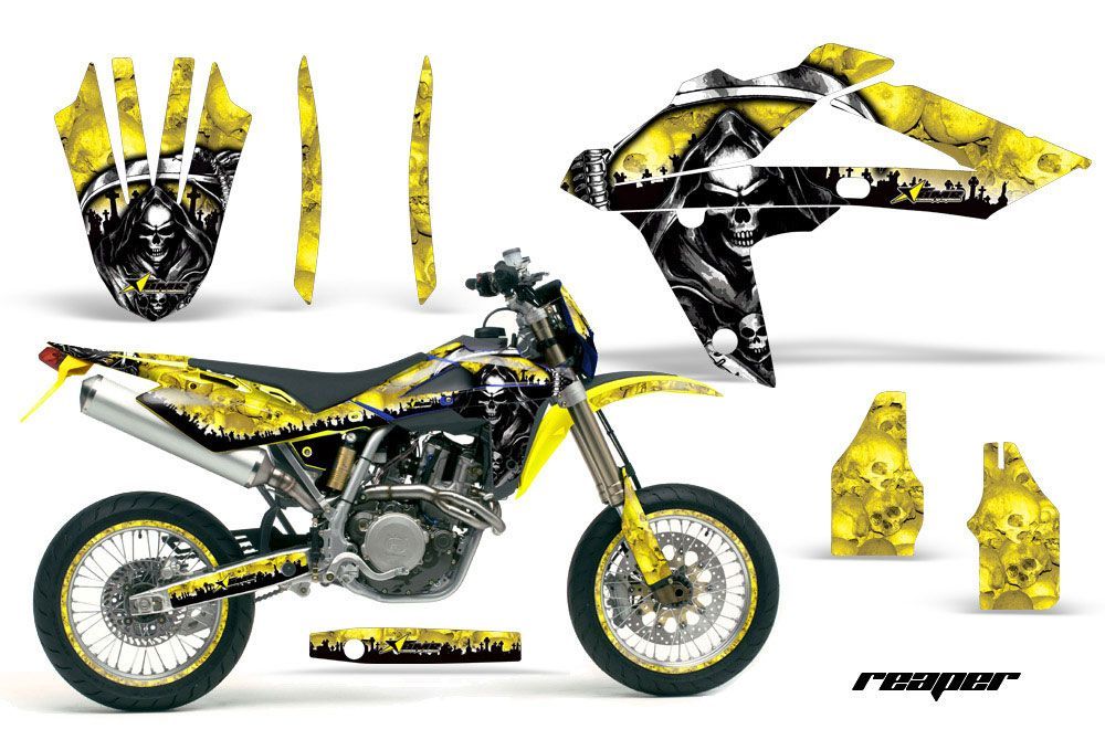 Husqvarna TC / TE 250 Dirt Bike Graphic Kit - 2005-2008 Reaper Yellow