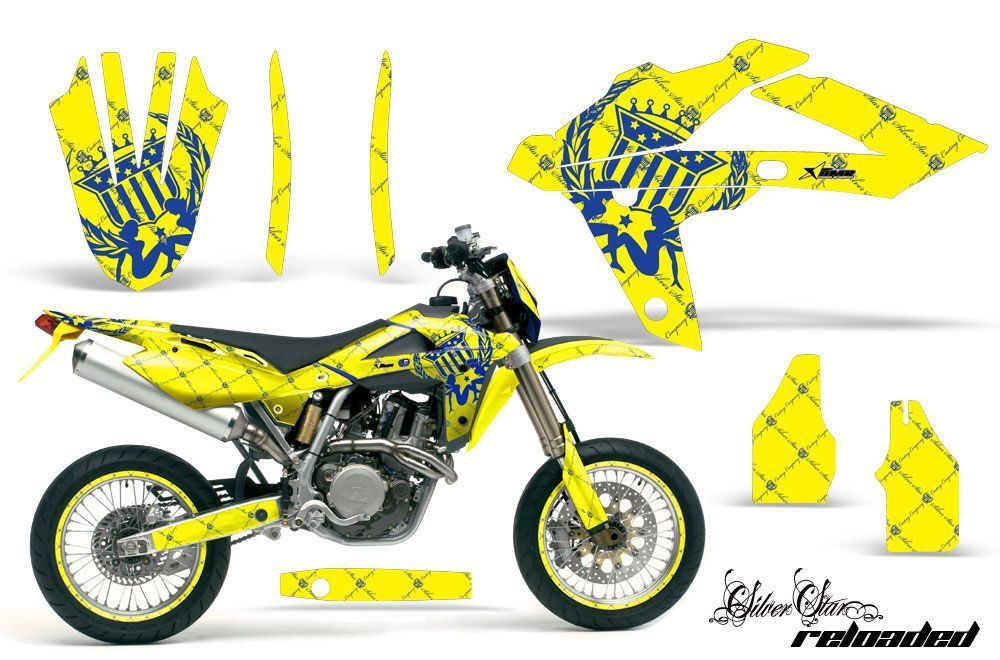 Husqvarna TC / TE 450 Dirt Bike Graphic Kit - 2005-2010 Silver Star - Reloaded Yellow