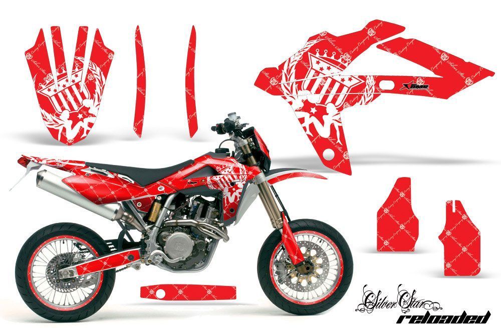 Husqvarna TC / TE 450 Dirt Bike Graphic Kit - 2005-2010 Silver Star - Reloaded Red